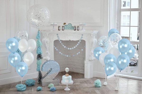 BALLOONS - Latex 12inch - 10 Pack - METALLIC BABY BLUE Balloons - Image 3