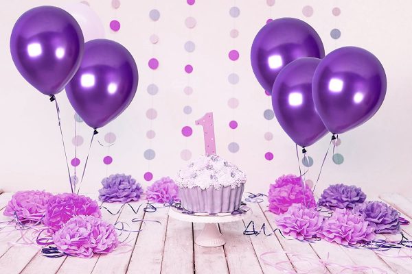 BALLOONS - Latex 12inch - 10 Pack - METALLIC VIOLET PURPLE Balloons - Image 2