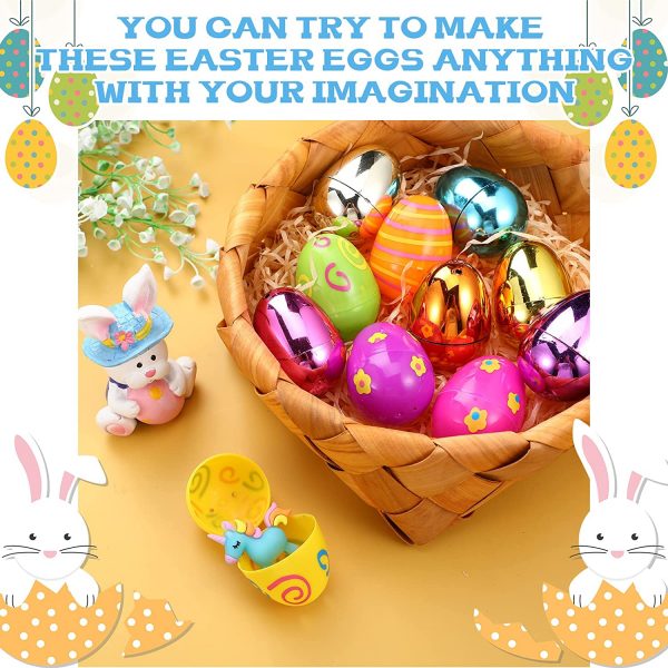 Easter Eggs – 12PK 2.4inch Fillable Easter Eggs Colorful + Metallic Plastic Easter Eggs