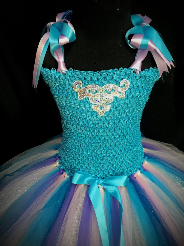 CUSTOM MADE Child Tutu Dress - Frozen Elsa inspired Sparkle Glitter Tutu Dress with Cape SIZE: 5yrs - Image 2