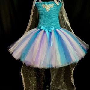 CUSTOM MADE Child Tutu Dress - Frozen Elsa inspired Sparkle Glitter Tutu Dress with Cape SIZE: 5yrs