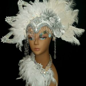 Pure Essence Feather Rhinestone Headpiece (ONLY)