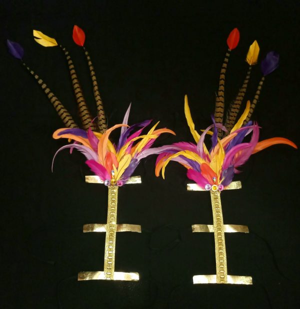 Caribbean Sunset Feather Rhinestone Waistpiece with Strap Footpieces - Image 3