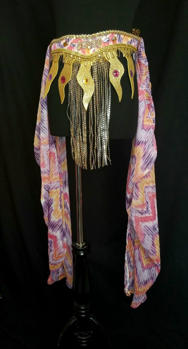 Caribbean Sunset Feather Rhinestone Waistpiece with Strap Footpieces - Image 5
