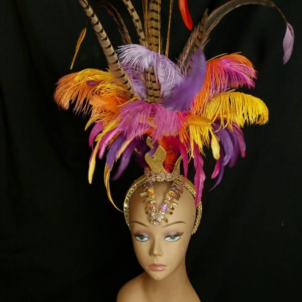 Caribbean Sunset Feather Rhinestone Headpiece