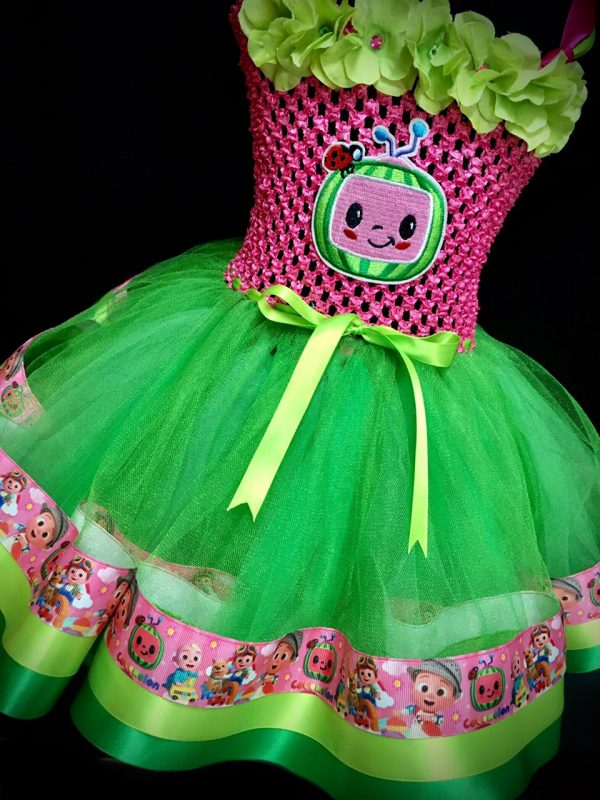 CUSTOM MADE Toddler Tutu Dress - PINK/GREEN Cocomelon Tutu Dress SIZE: 2yrs - Image 3