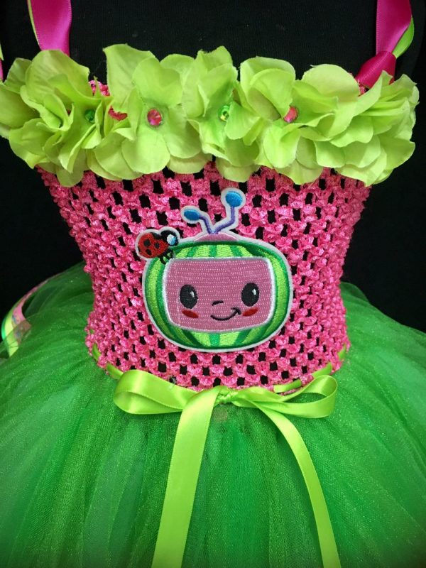 CUSTOM MADE Toddler Tutu Dress - PINK/GREEN Cocomelon Tutu Dress SIZE: 2yrs - Image 2