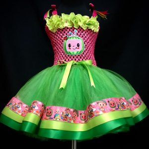 CUSTOM MADE Toddler Tutu Dress - PINK/GREEN Cocomelon Tutu Dress SIZE: 2yrs