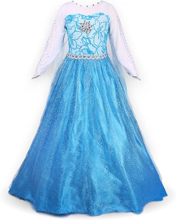 Princess Dress Queen Elsa Costume Cosplay Dress Up with Accessories - Image 2