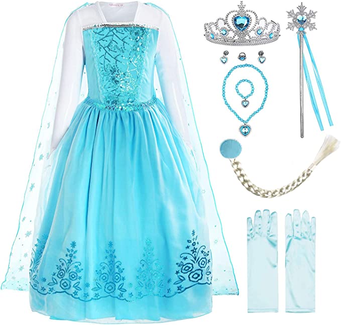 Disney's Frozen Girls Sequin Princess Elsa costume Dress w/accessories