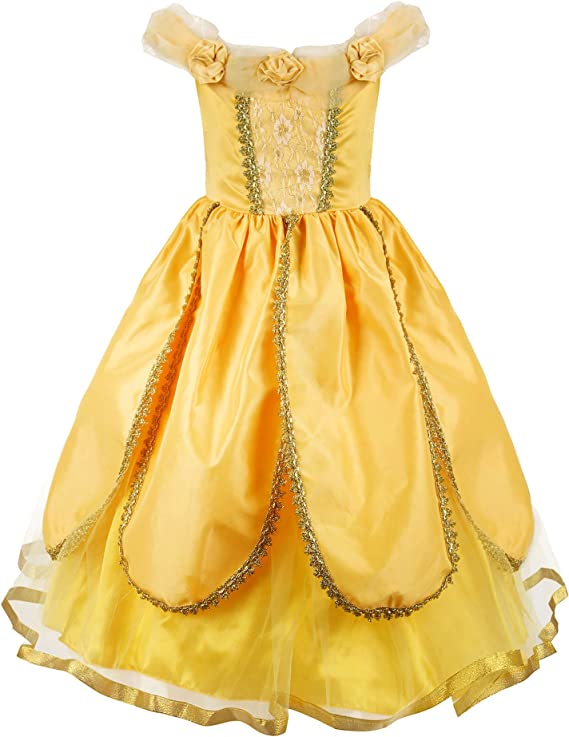 Girls Princess Belle Costume Dress with accessories - Image 3