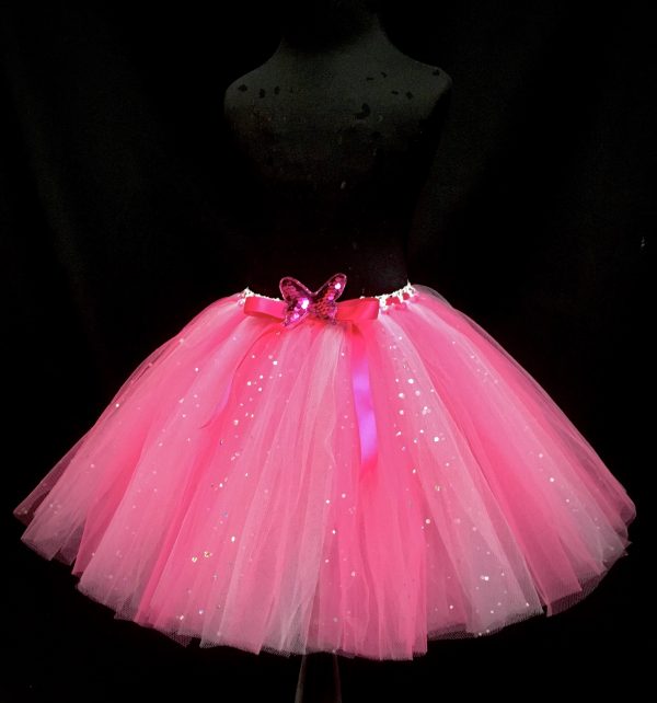 CUSTOM MADE Child tutu – Girls PINK Sparkle knee length fluffy tutu Fits (6-8yrs)