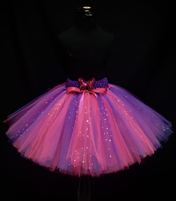 CUSTOM MADE Child tutu – Girls PINK-PURPLE Sparkle knee length fluffy tutu Fits (6-8yrs)
