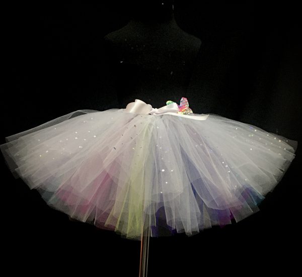 CUSTOM MADE Child tutu – TODDLER COLORFUL WHITE Sparkle Tutu Fits 2-3yrs - Image 3