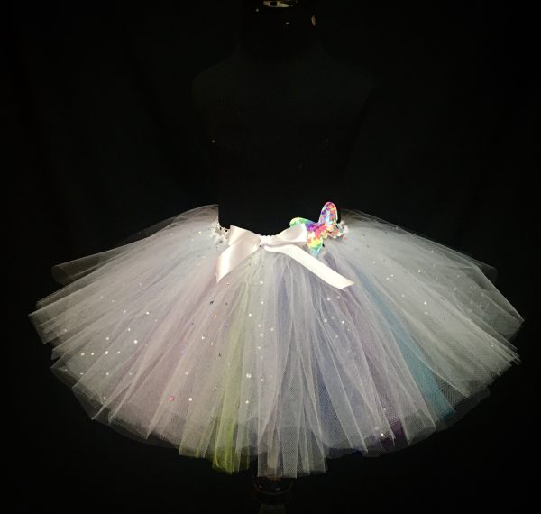 CUSTOM MADE Child tutu – TODDLER COLORFUL WHITE Sparkle Tutu Fits 2-3yrs - Image 2