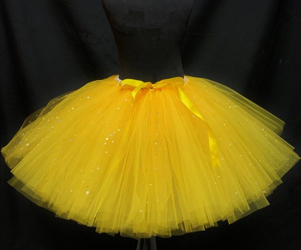 CUSTOM MADE Child tutu – Girls YELLOW Sparkle knee length fluffy tutu Fits (6-8yrs)