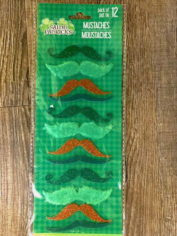 St. Patrick's Day Fake Mustaches pack of 12