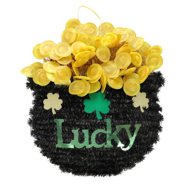 St. Patrick's Day Tinsel Cauldron 11.2in x 10.4in