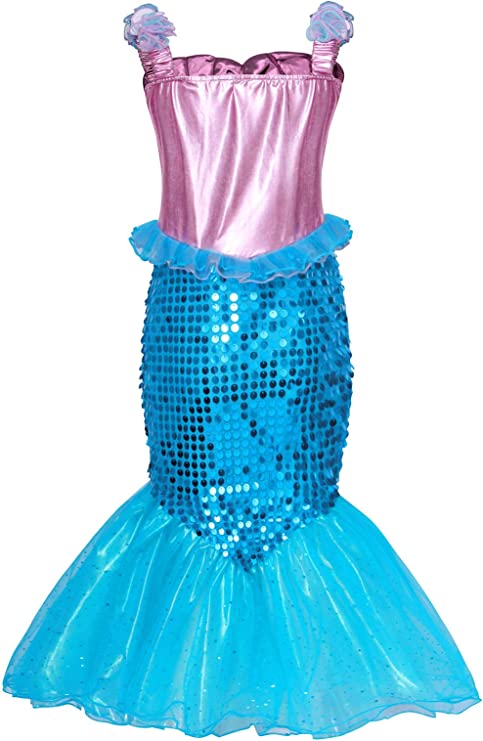 Mermaid Girls - 6pc Little Girls Mermaid Costume Princess Dress 3T-4T - Image 6