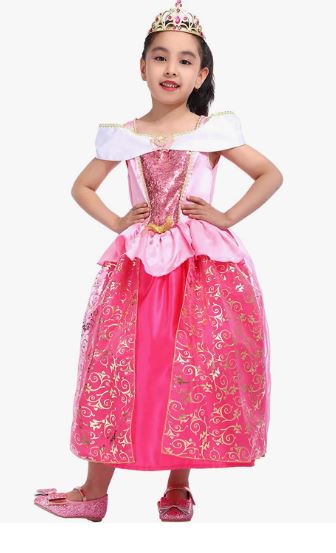 Girls Deluxe Sleeping Beauty Princess Costume Dress with Tiara - Image 6