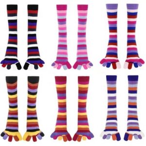 SOCKS - 5-Toe Striped Knee High Socks