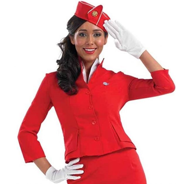 Career Day FLIGHT ATTENDANT Adult WOMEN - Flight Attendant RED Cabin Crew Costume
