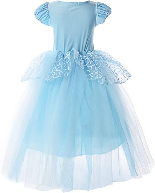 Girls Princess Puff Sleeve Cinderella Costume Dress with accessories - Image 2