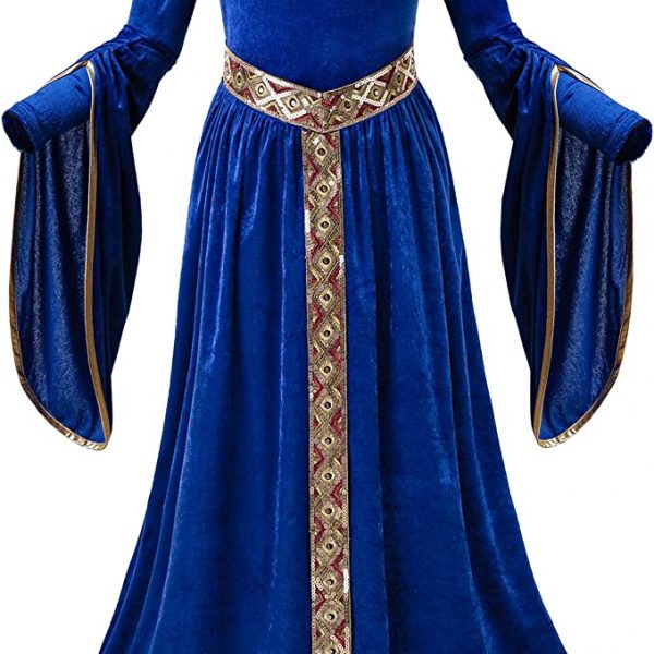 CHRISTMAS/NATIVITY COSTUMES – Girl – Biblical Medieval Princess Rose BLUE Child Deluxe Costume SIZE: 11-12