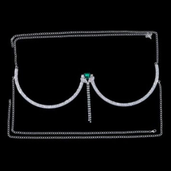 Body Chain – Bra Chain Green Heart-shaped Tassel