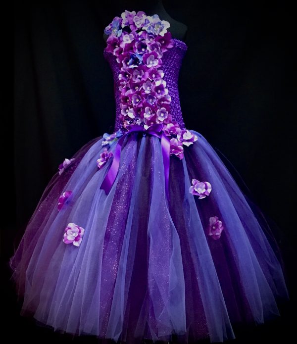 CUSTOM MADE Child tutu dress - Purple Floral Fairy/Princess Tutu Gown SIZE: Fits 5-6Y - Image 5