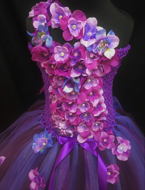 CUSTOM MADE Child tutu dress - Purple Floral Fairy/Princess Tutu Gown SIZE: Fits 5-6Y - Image 4