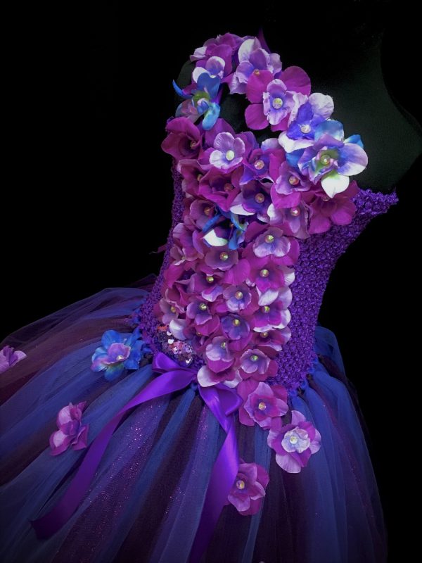 CUSTOM MADE Child tutu dress - Purple Floral Fairy/Princess Tutu Gown SIZE: Fits 5-6Y - Image 2