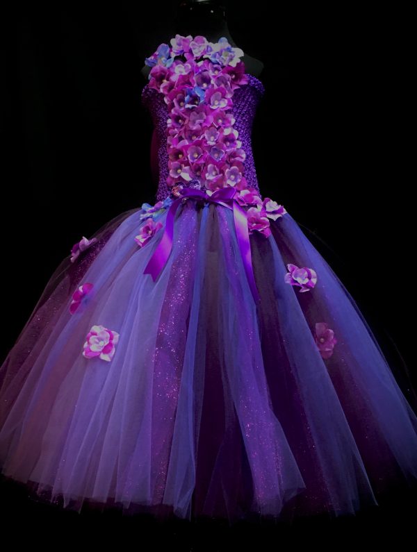 CUSTOM MADE Child tutu dress - Purple Floral Fairy/Princess Tutu Gown SIZE: Fits 5-6Y - Image 3