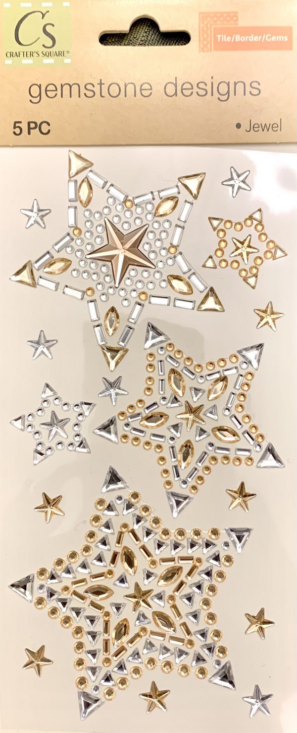 RHINESTONE SHEETS - GOLD/SILVER STAR DESIGN