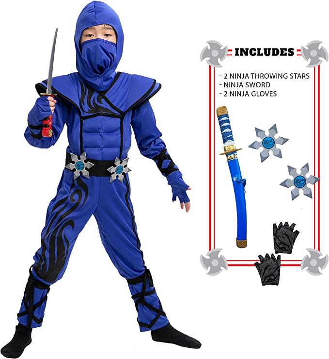 HALLOWEEN - BOY Striking Blue Stealth Ninja Costume