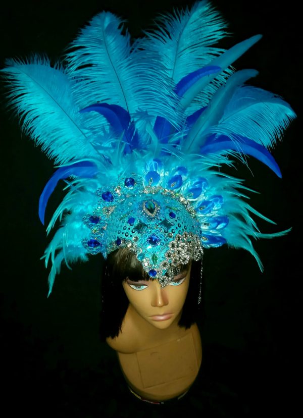 Aquatic Splendor Feather Rhinestone Headpiece (ONLY)