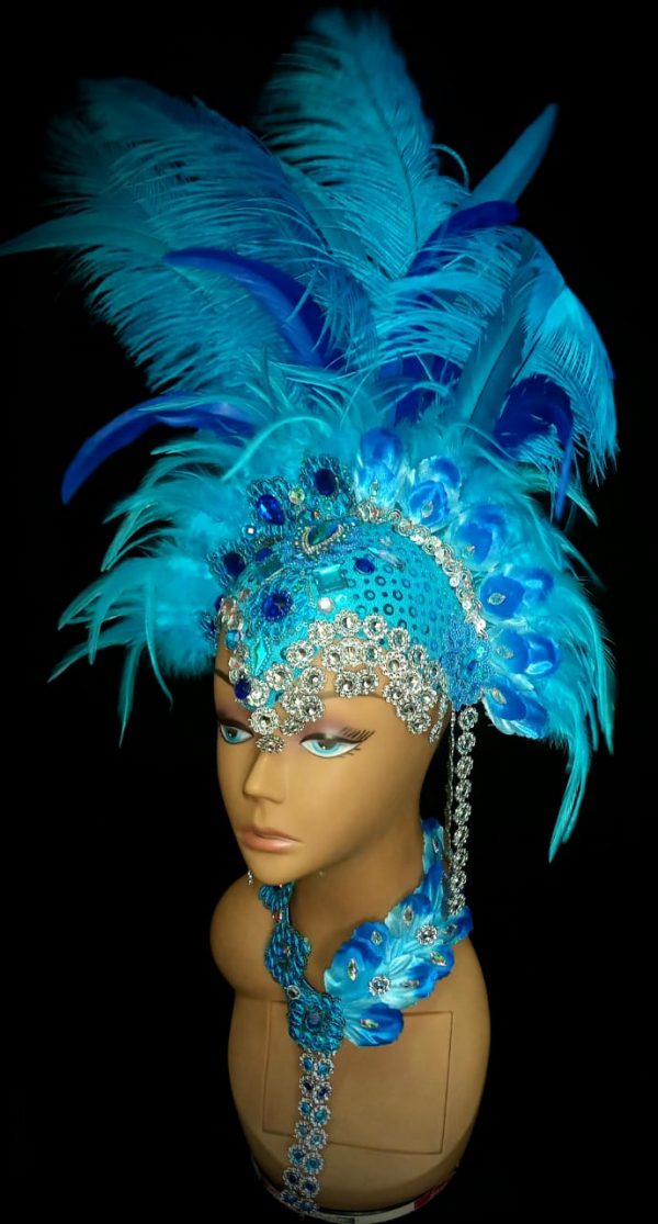 Aquatic Splendor Feather Rhinestone Headpiece (ONLY) - Image 2