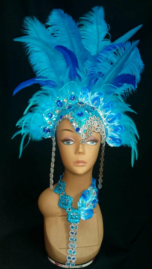 Aquatic Splendor Feather Rhinestone Headpiece (ONLY) - Image 3