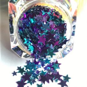 Holographic MIX Glitter Shapes - TURQUOISE-PURPLE STARS