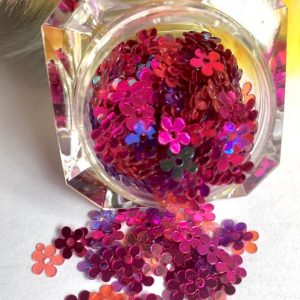 Holographic MIX Glitter Shapes - IRIDESCENT PINK FLOWER