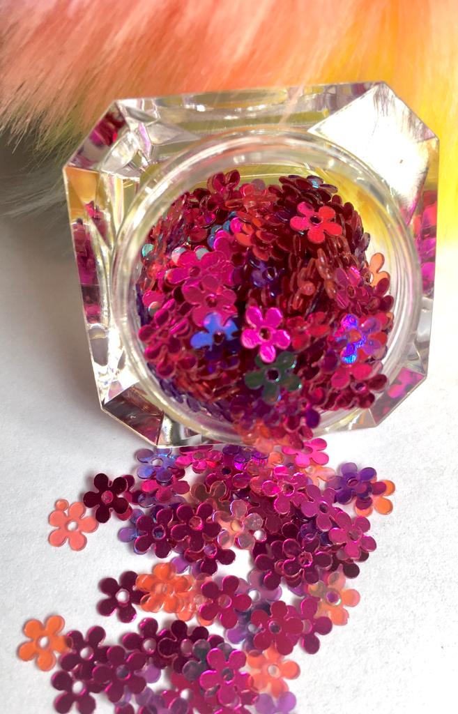 Holographic MIX Glitter Shapes - IRIDESCENT PINK FLOWER