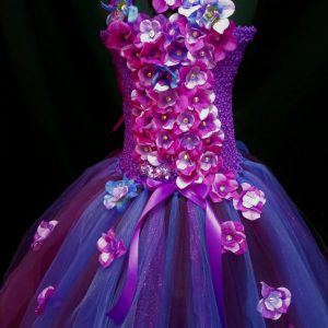CUSTOM MADE Child tutu dress - Purple Floral Fairy/Princess Tutu Gown SIZE: Fits 5-6Y