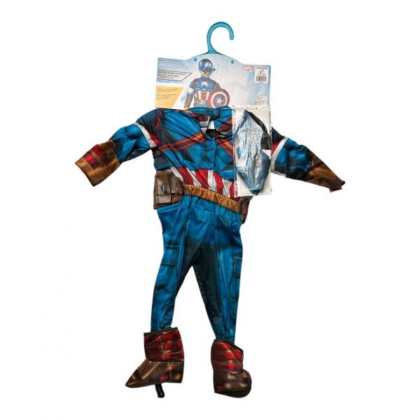 Super Hero Boy – Marvel Captain America Jumpsuit, Shield & Mask Costume - Image 2