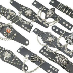 WRISTBANDS - Gothic Skull Scorpion Spider Leather Wristbands Cuffs