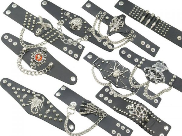 WRISTBANDS - Gothic Skull Scorpion Spider Leather Wristbands Cuffs
