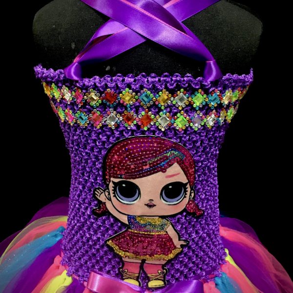 CUSTOM MADE Child tutu dress – LOL Surprise inspired Colorful Purple Tutu Dress SIZE: Fits 6-8yrs