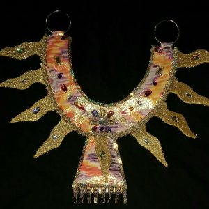 Caribbean Sunset Feather Rhinestone Collar Piece