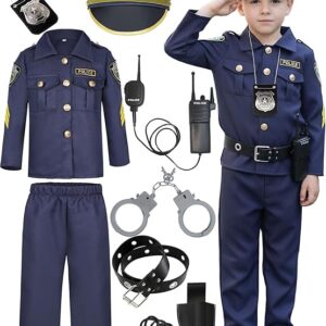 Career Day POLICE - Kids Police Cop Costume for Boys Police Officer Costume - 9pcs