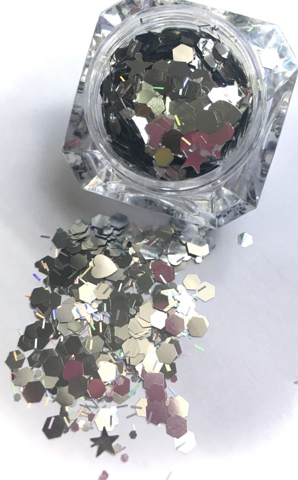 Chunky Glitter MIX SHAPES Silver