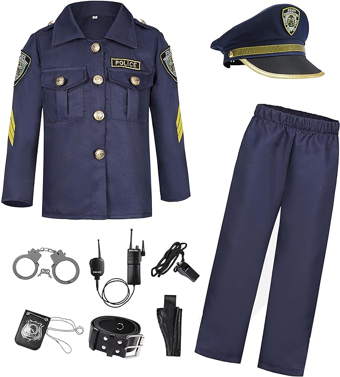 Career Day POLICE - Kids Police Cop Costume for Boys Police Officer Costume - 9pcs - Image 5